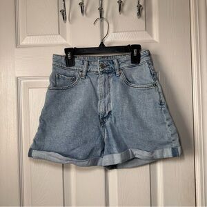 &Denim H&M Mom Shorts Womens Cuffed Ultra High Waist Regular Fit Blue Denim sz4